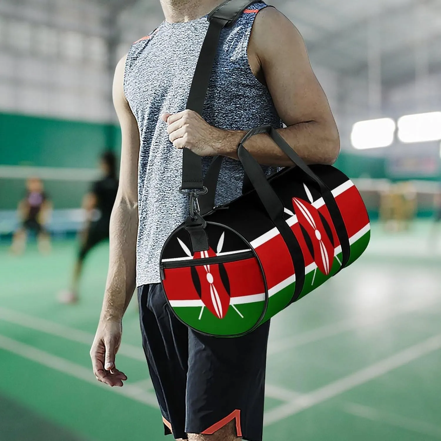 Kenya Flag Duffel Bag Dry Wet Separation for Boys Girls Travel Gym Overnight