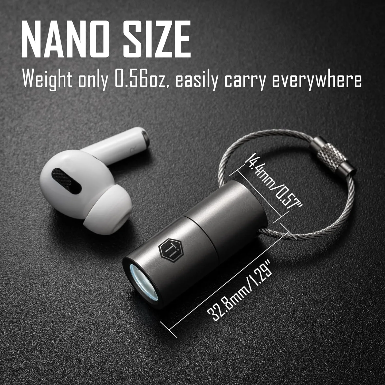KeyUnity KF03 Titanium Nano Flashlight, LR44 Button Cell 100 Lumens 5W LED Keychian Flashlight for Everyday Carry (KF03 Sandblasted)