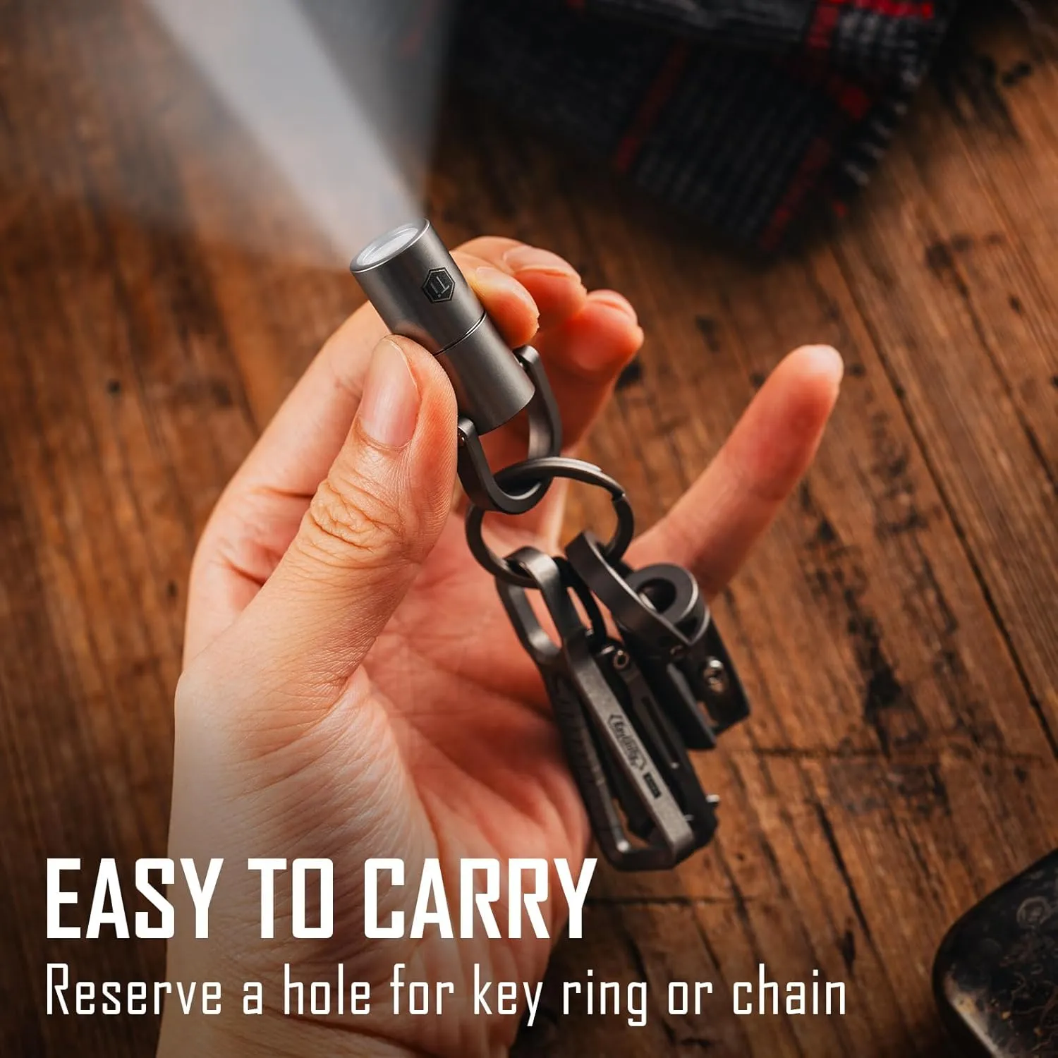 KeyUnity KF03 Titanium Nano Flashlight, LR44 Button Cell 100 Lumens 5W LED Keychian Flashlight for Everyday Carry (KF03 Sandblasted)