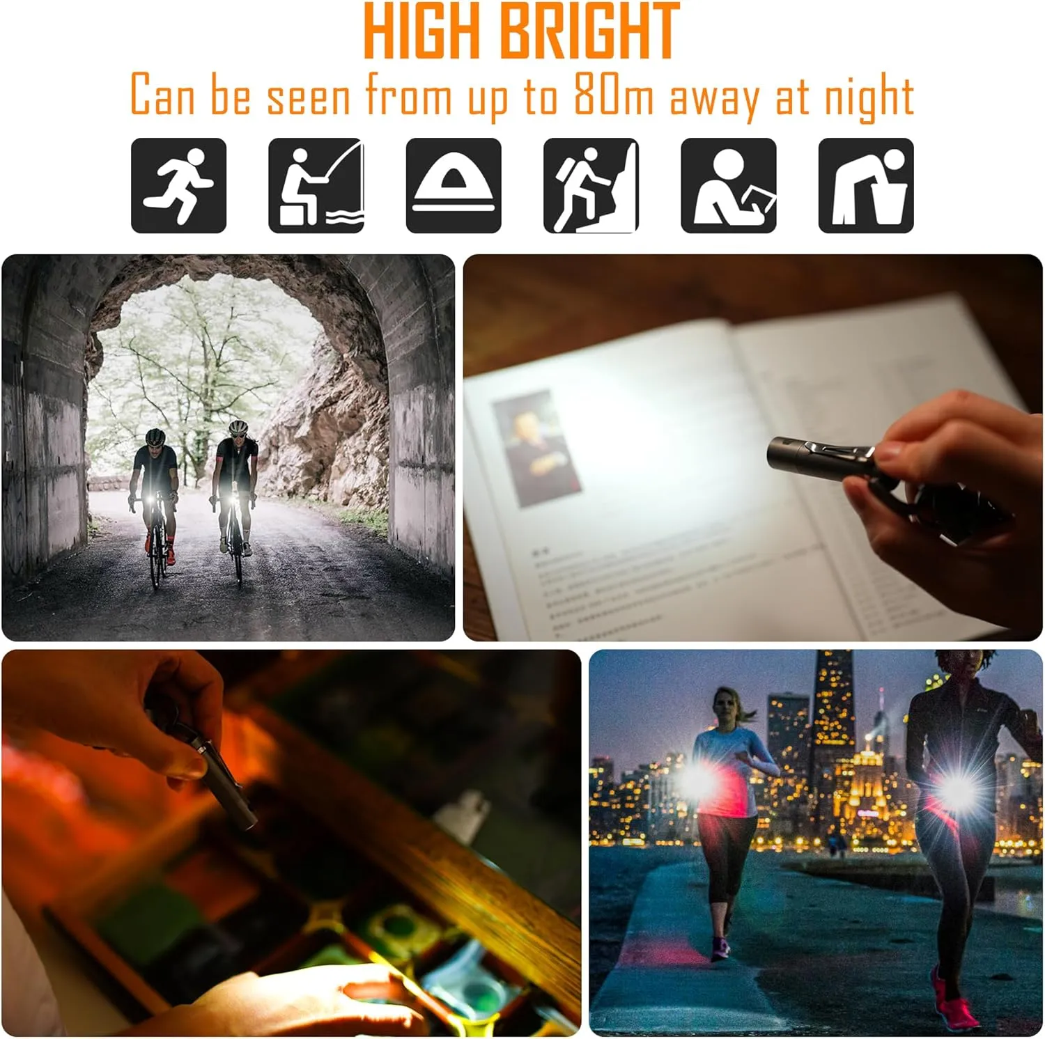 KeyUnity KF04 Mini LED Flashlight with AAA Battery & Pocket Clip - Super Bright Handheld Size Titanium EDC Keychain Penlight for Outdoor Camping, Hiking, Climbing