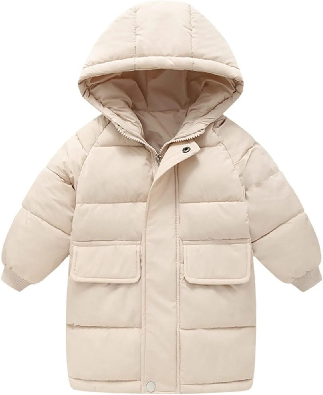 Kids Long Heavyweight Hooded Puffer Jacket Boys Girls Winter Coat Windproof Down Jacket Solid Toddler Warm Outerwear
