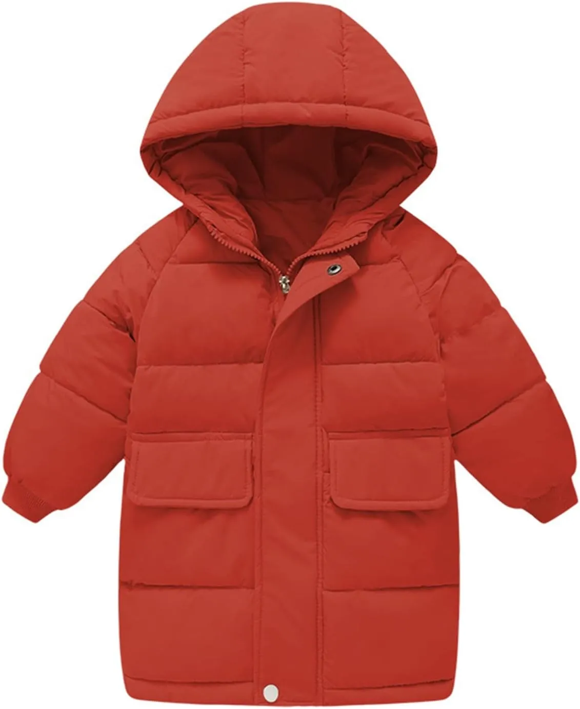 Kids Long Heavyweight Hooded Puffer Jacket Boys Girls Winter Coat Windproof Down Jacket Solid Toddler Warm Outerwear