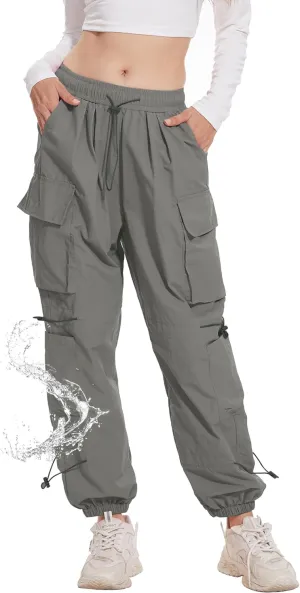 Kisswow Womens Cargo Pants Baggy Parachute Pants Women Quick Dry Joggers Waterproof Hiking Pants