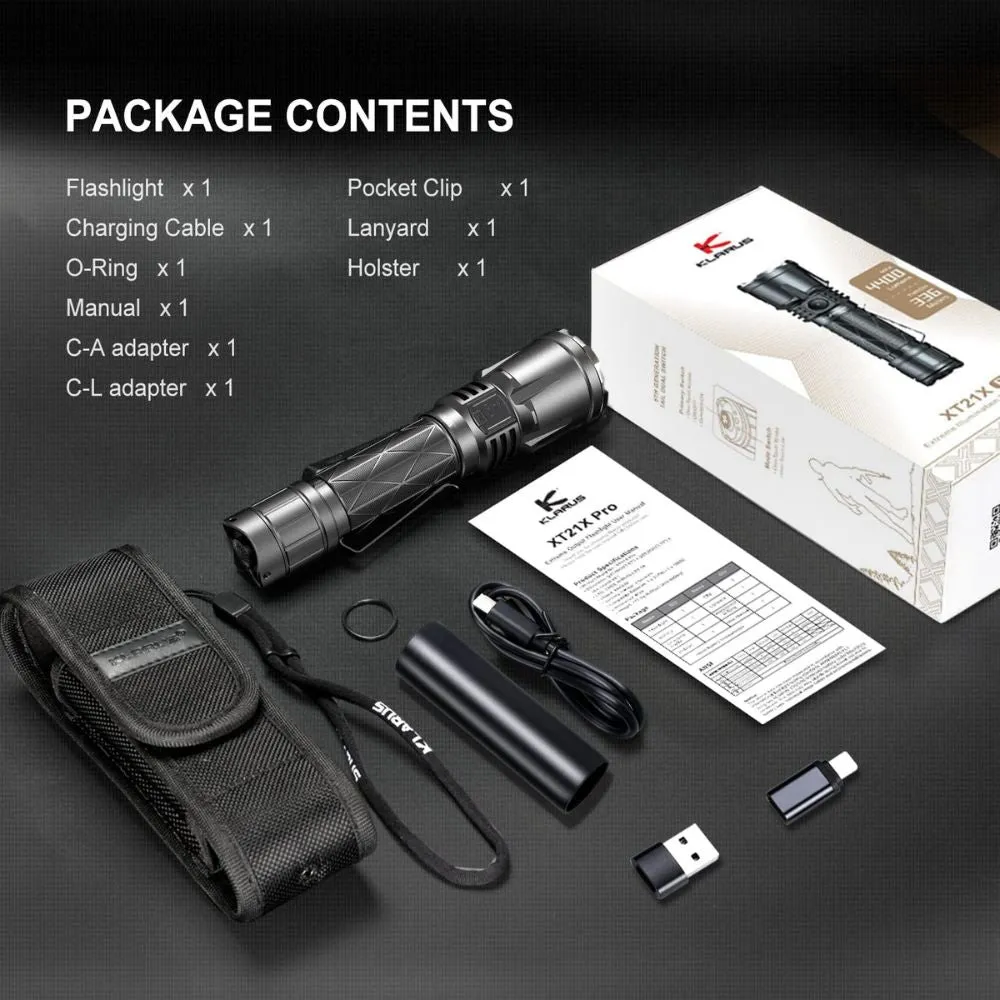 klarus XT21X Pro 4400 Lumens Rechargeable Advanced Tactical Flashlight