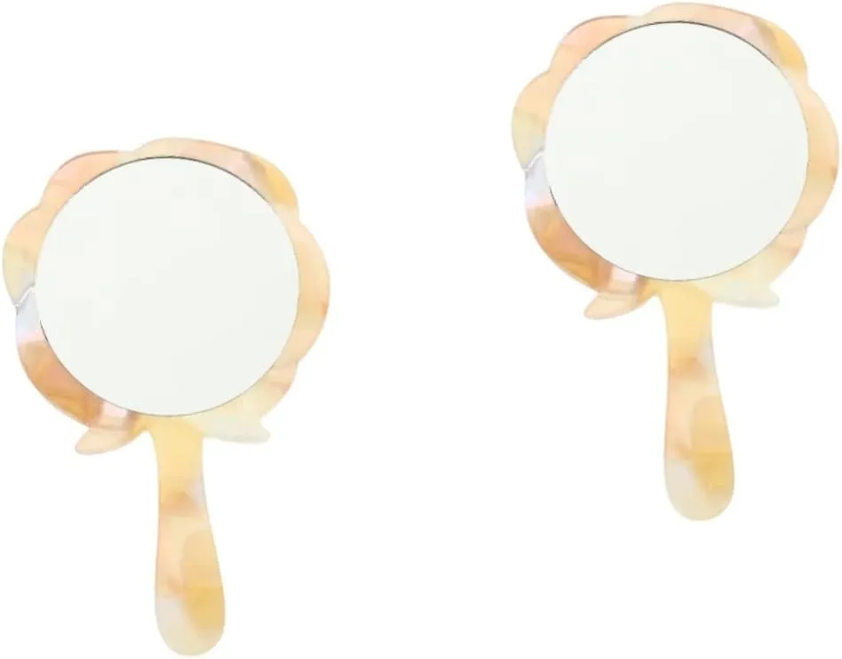 KOHARA 2pcs Rose Vanity Mirror Heart Makeup Mirror Portable Makeup Mirror Handheld Beauty Mirror Handheld Cosmetic Mirror Jewelry Making Supplies kit Girl Mini Female Mirror acetic Acid
