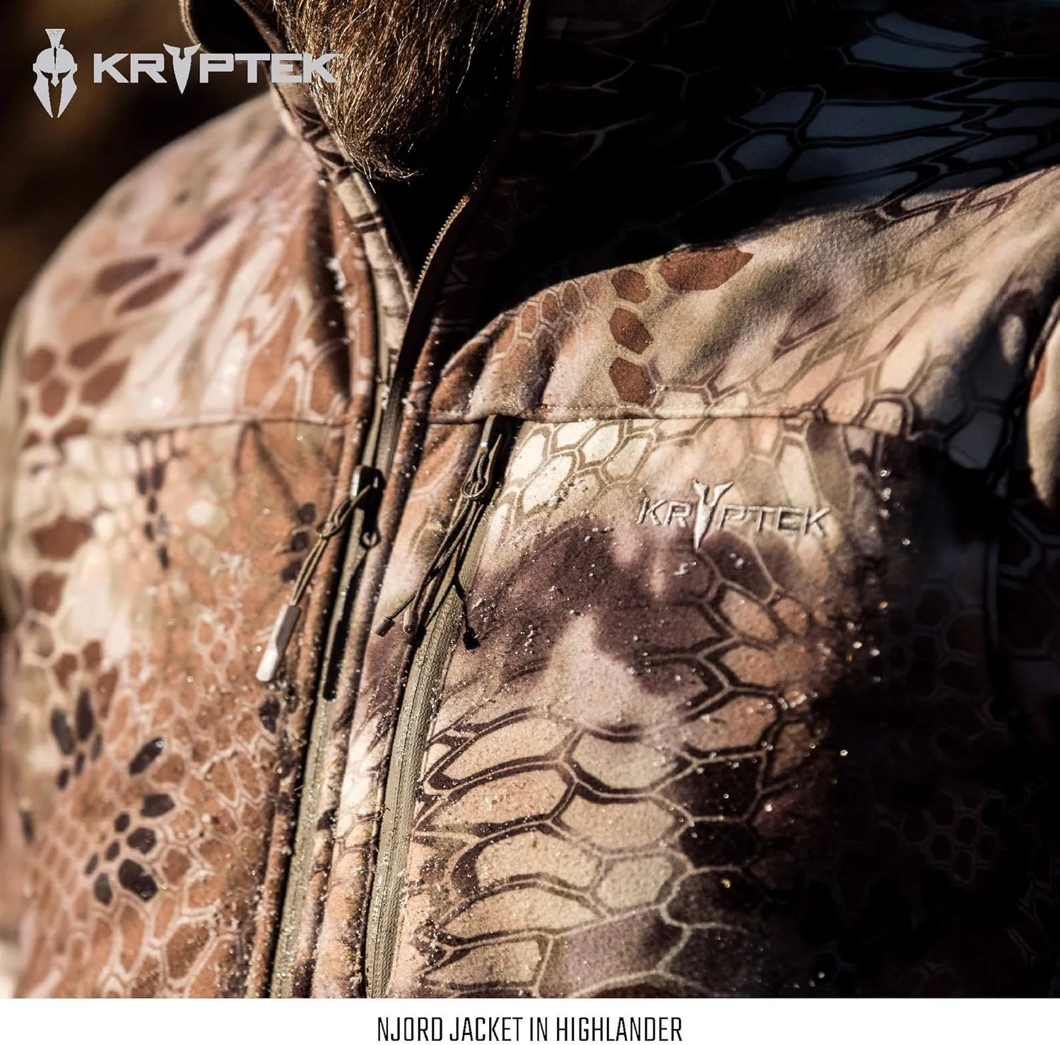 Kryptek Men’s Njord Hunting Jacket, Windproof camo soft shell jacket