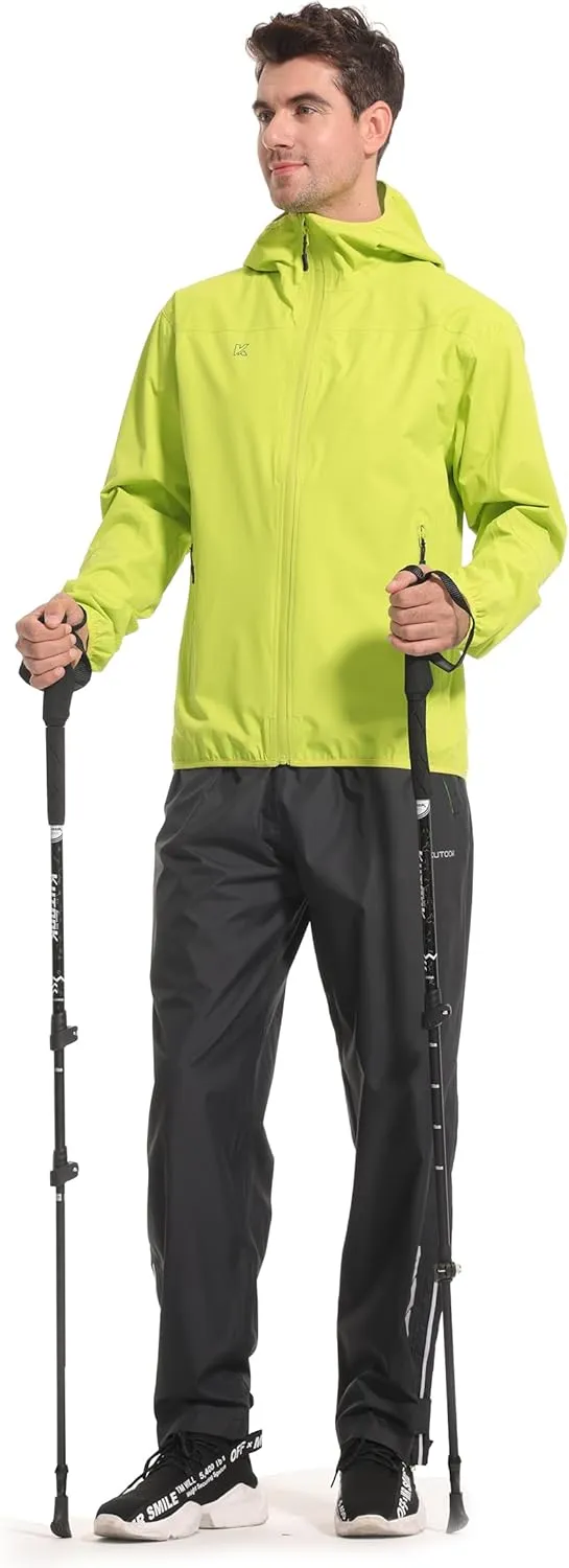 KUTOOK Men's Cycling Rain Jacket Packable Lightweight Hooded Raincoat Hiking Running Golf Gear Winderbreaker S-3XL