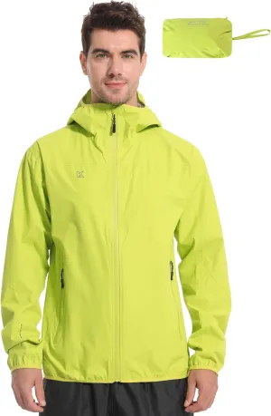 KUTOOK Men's Cycling Rain Jacket Packable Lightweight Hooded Raincoat Hiking Running Golf Gear Winderbreaker S-3XL
