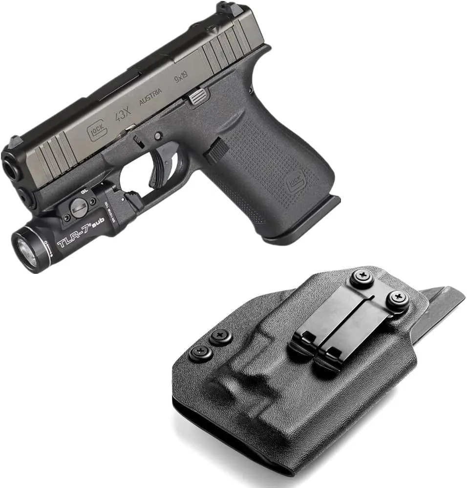 kydex IWB Holster for Glock 43x 48 Mos Sig Sauer P365 P365XL with Streamlight Sub TLR-7 500 Lumens Pistol Light Flashlight