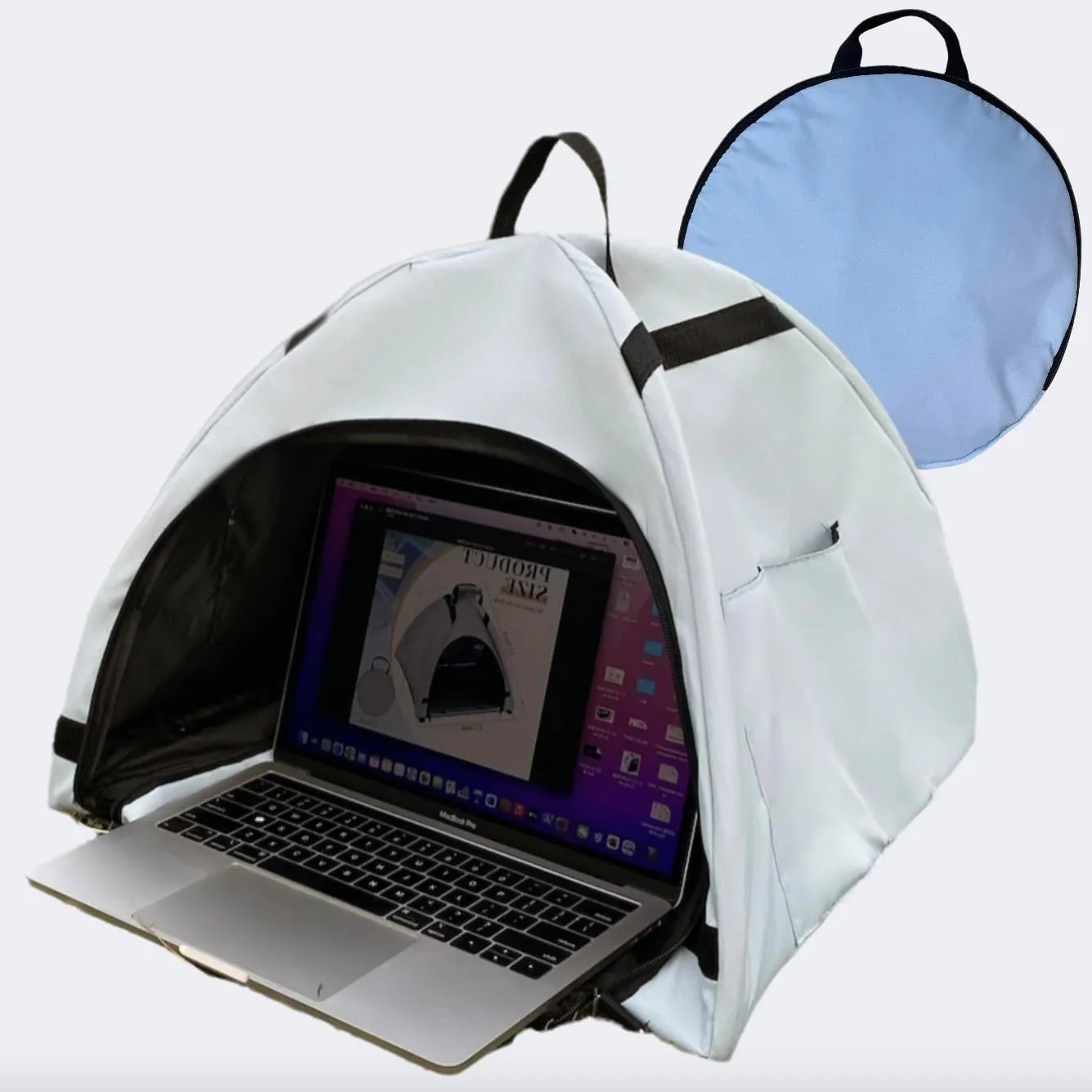 Laptop Sunshade Tent & Bag Portable Case for Working Outside | Anti-Glare | Water Resistant | Heat Reflective | Portable Privacy Screen Hood | Cubicle Shade for Laptop