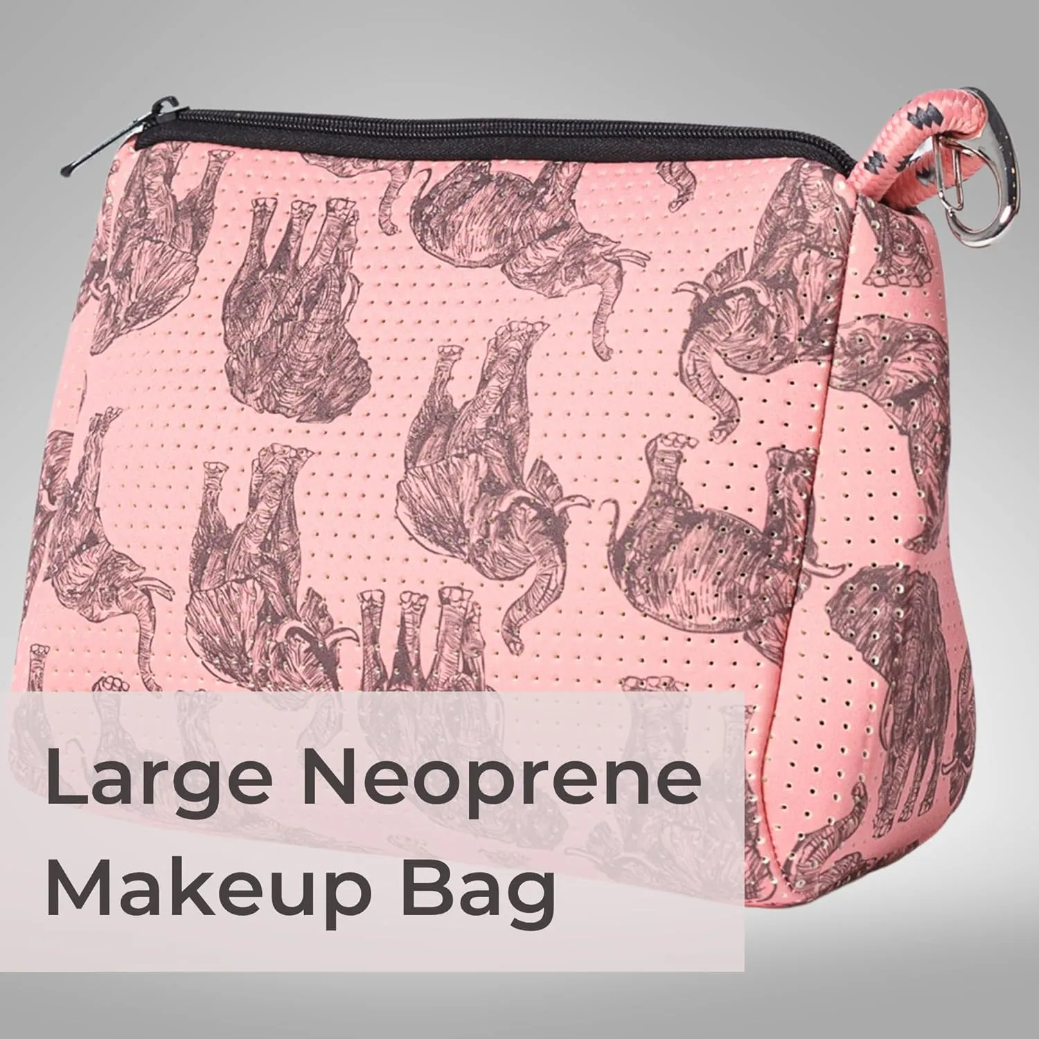Large Makeup Bag with Zipper - Waterproof Neoprene Cosmetic Bag 7.7 x 10.75 x 5 inches