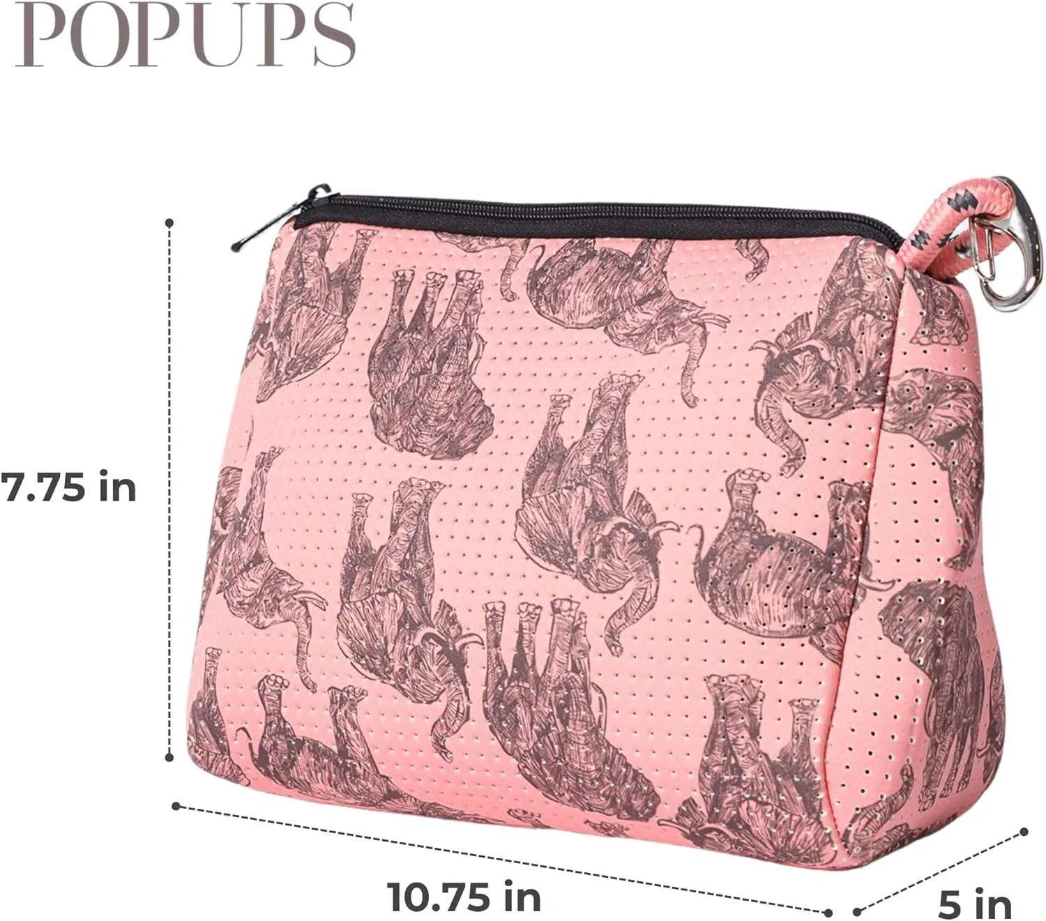 Large Makeup Bag with Zipper - Waterproof Neoprene Cosmetic Bag 7.7 x 10.75 x 5 inches