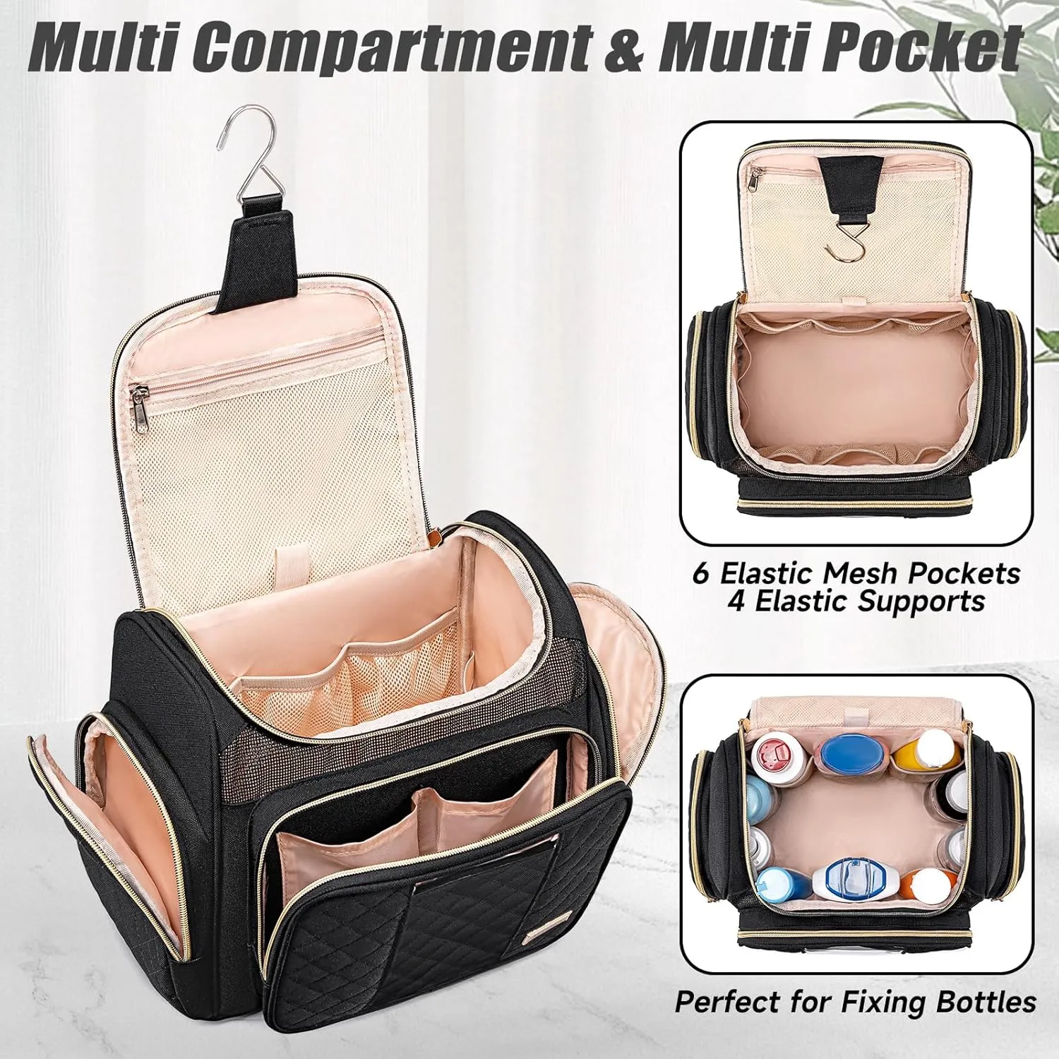 Large Toiletry Bag for Women Men,Bathroom Bag,Water Resistant Makeup Bag,Portable Shower Caddy for College Dorm,Hanging Toiletry Bags for Traveling,Shower Bag with Transparent Waterproof Phone Pocket