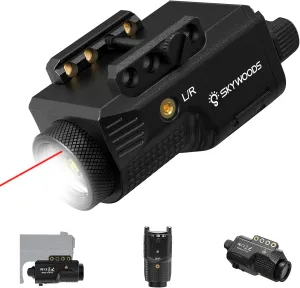 Laser Light Combo - 800 Lumens Red Laser Beam Flashlight for Pistol Picatinny 1913 Rail, Tactical Gun Laser Sight and Weapon Light, USB C Rechargeable, 0.39mW