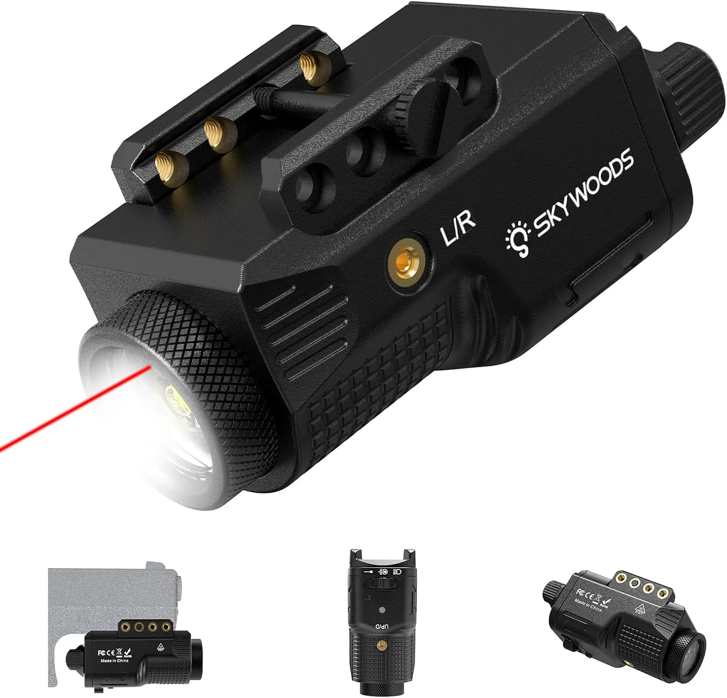 Laser Light Combo - 800 Lumens Red Laser Beam Flashlight for Pistol Picatinny 1913 Rail, Tactical Gun Laser Sight and Weapon Light, USB C Rechargeable, 0.39mW