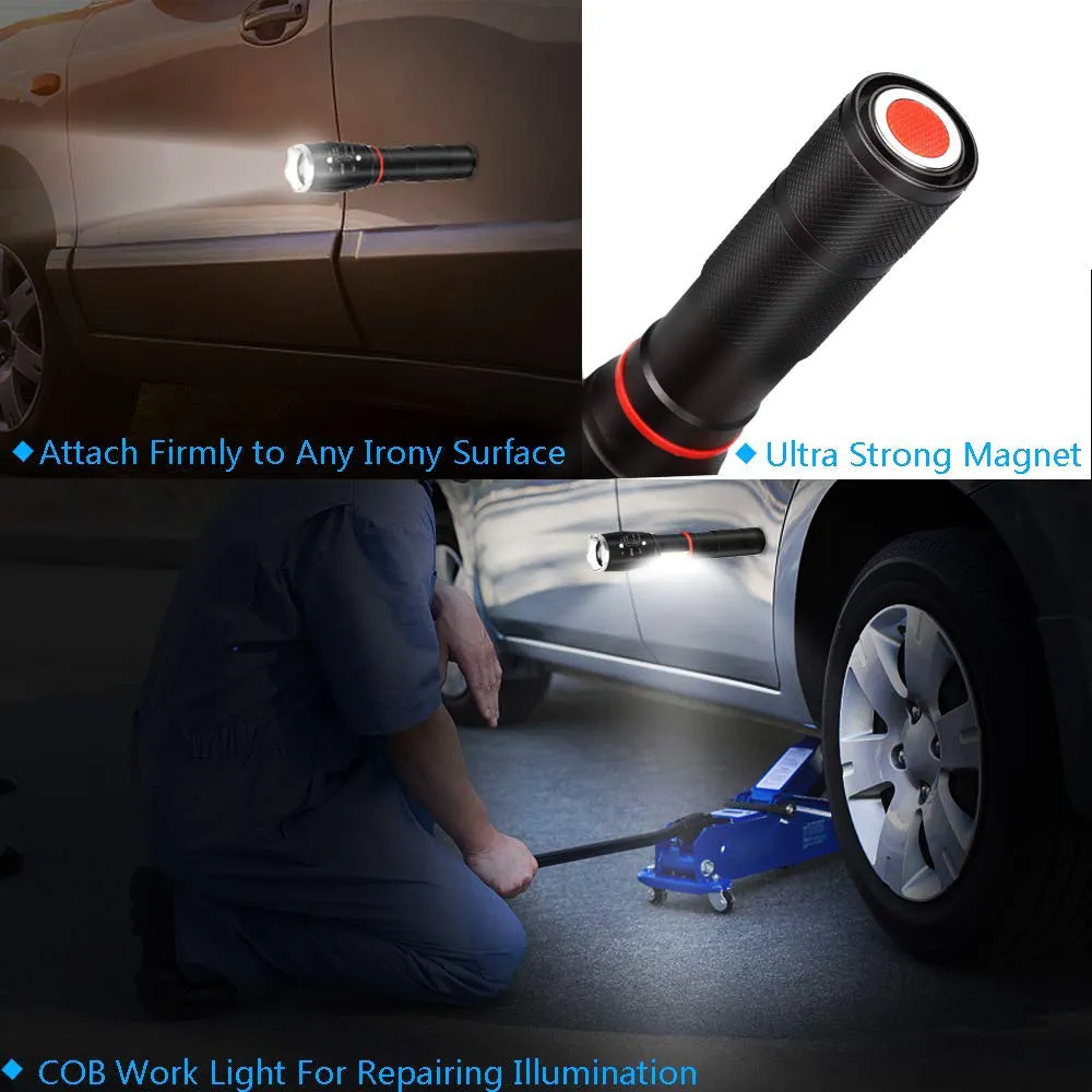 LED Flashlight COB Lantern Magnetic Torch