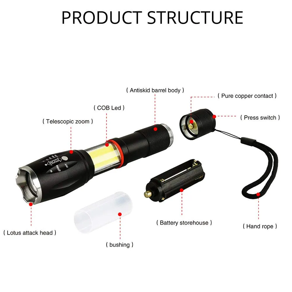 LED Flashlight COB Lantern Magnetic Torch