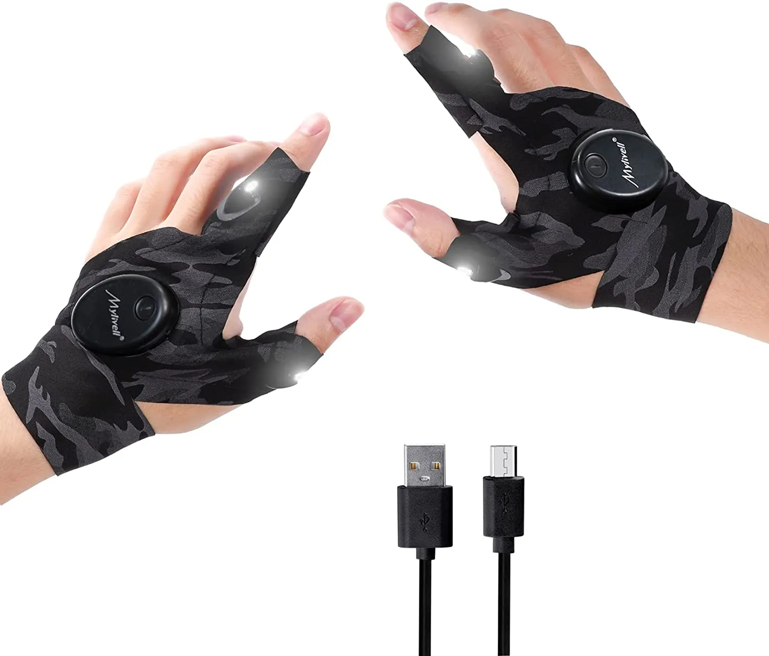 LED Flashlight Glove Gifts for Men Father Day Outdoor Fishing Gloves