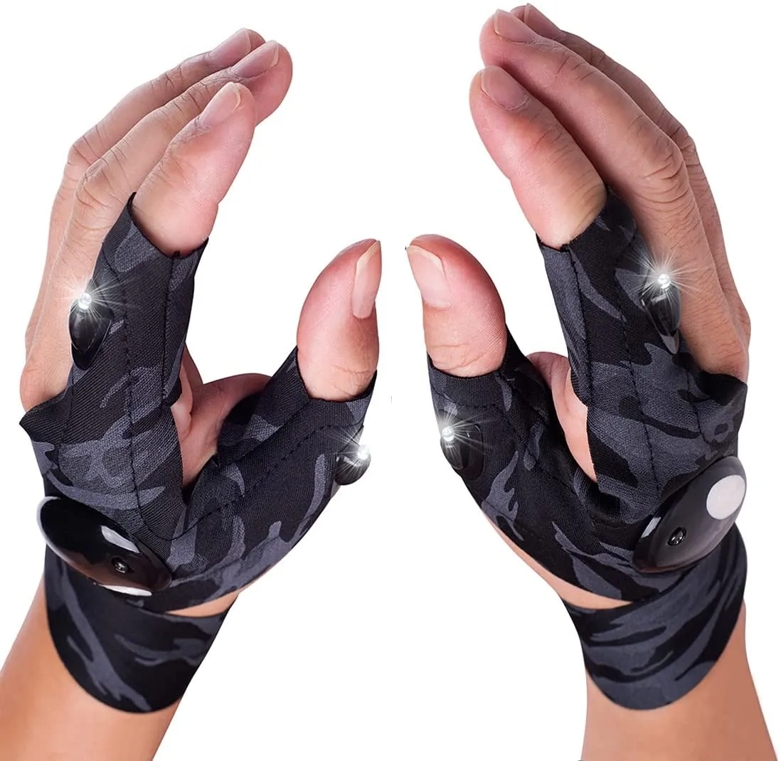 LED Flashlight Glove Gifts for Men Father Day Outdoor Fishing Gloves
