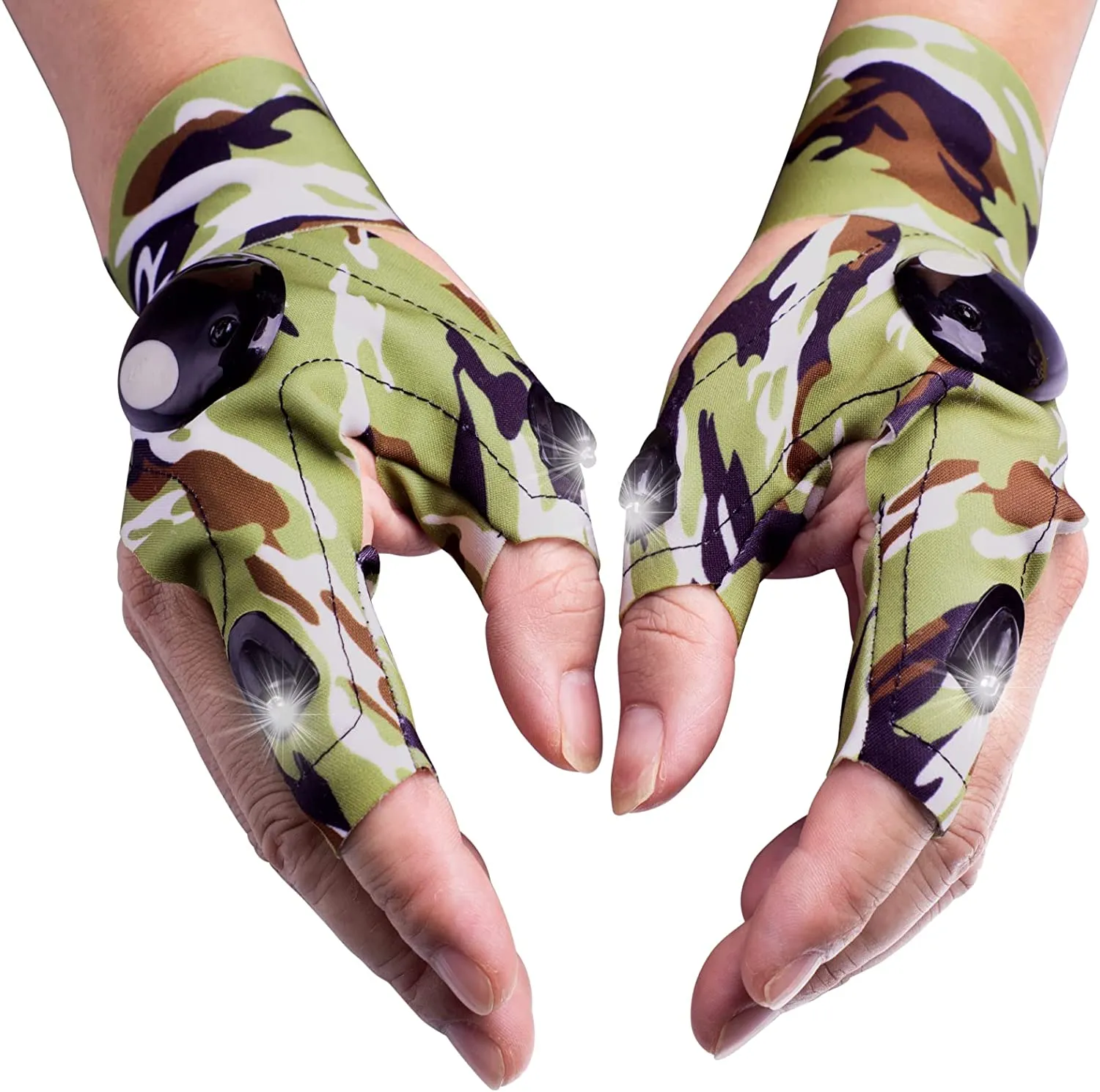 LED Flashlight Glove Gifts for Men Father Day Outdoor Fishing Gloves