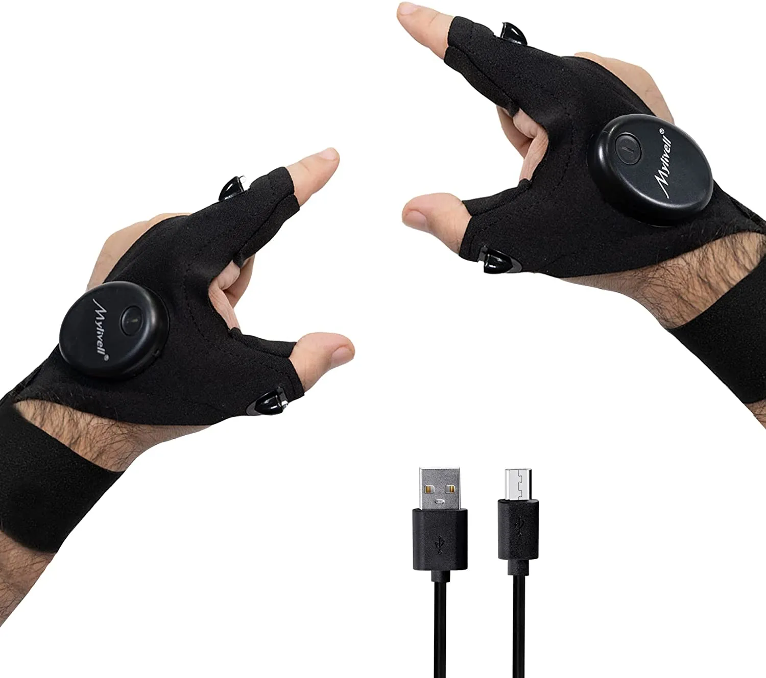LED Flashlight Glove Gifts for Men Father Day Outdoor Fishing Gloves