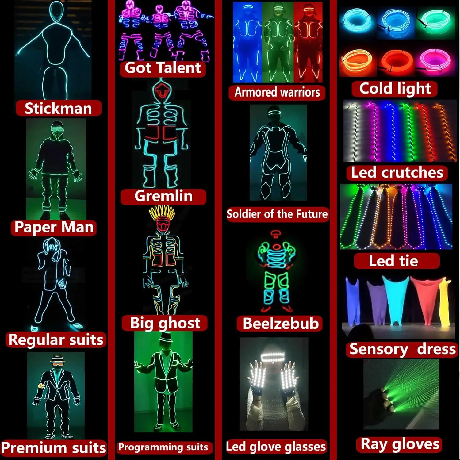 LED Flashlight Gloves Bright Torch High Lumens Atmosphere Lights for Party Halloween Cosplay Gloves Concert Glowing Gloves Hands (Colourful light)