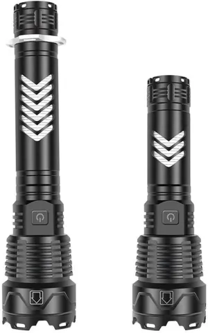 LED Flashlight Pack, Zoomable Tactical Flashlights with High Lumens and 5 Modes for Emergency and Outdoor Use -Camping Accessories(Long)