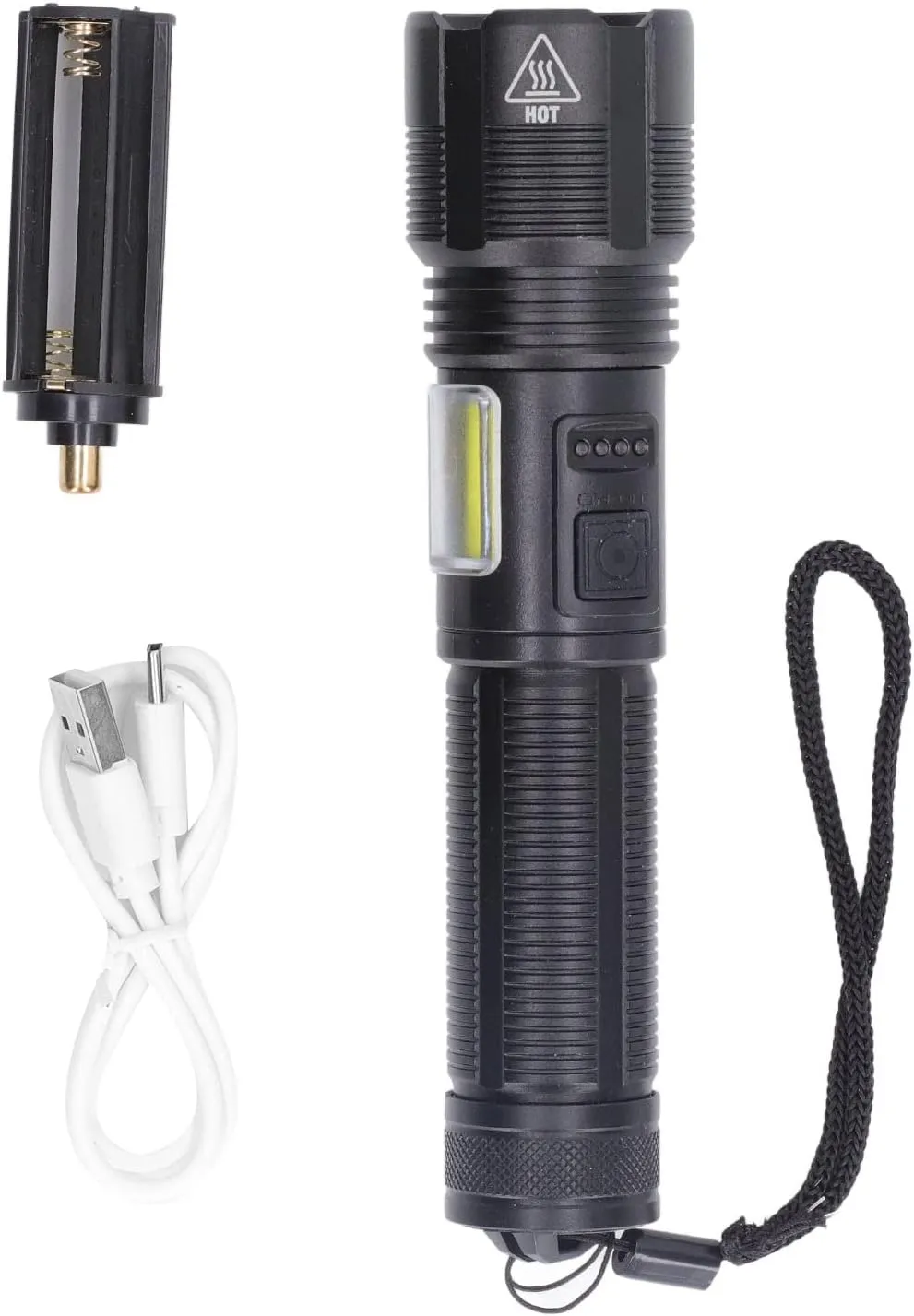 Led Flashlight USB Charging High Light Ipx4 Water Prevent Zoomable Handheld Flash Light for Emergency Camping Hiking Biking