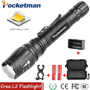LED Flashlights Torch 7000LM XM-L2 zoomable led torch For 2x18650 batteries aluminum bicycle flashlight light tactical z35