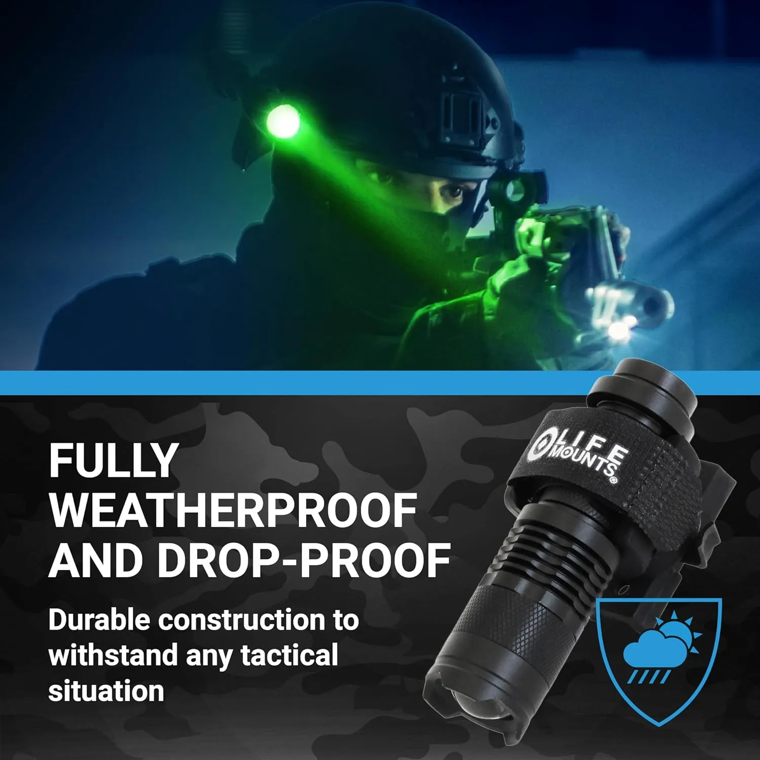 LED Tactical Helmet ARC Rail Light - Stay Safe and Light Your Way - Great for Military, Airsoft and Other Tactical Helmets - Durable and Detachable - Green