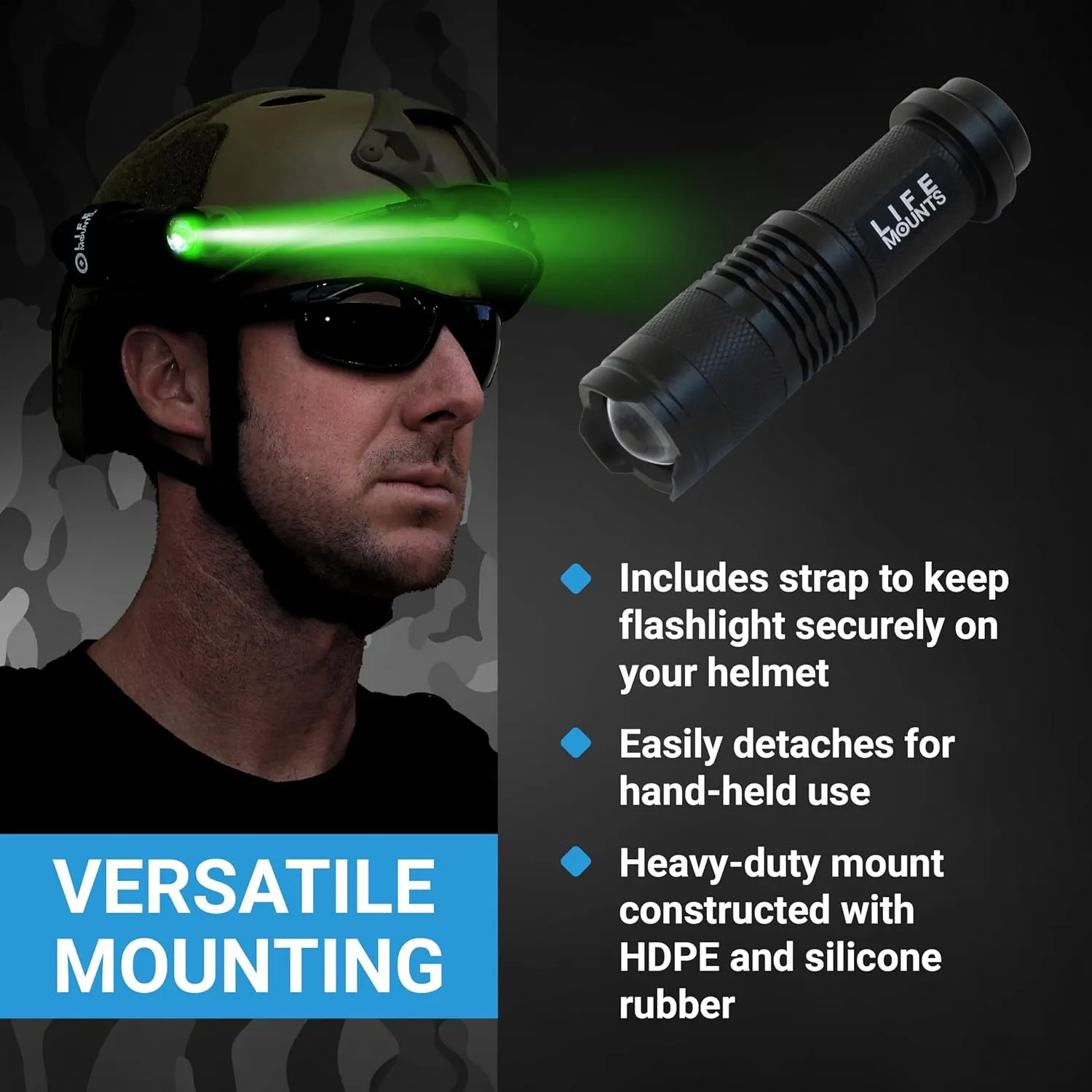 LED Tactical Helmet ARC Rail Light - Stay Safe and Light Your Way - Great for Military, Airsoft and Other Tactical Helmets - Durable and Detachable - Green