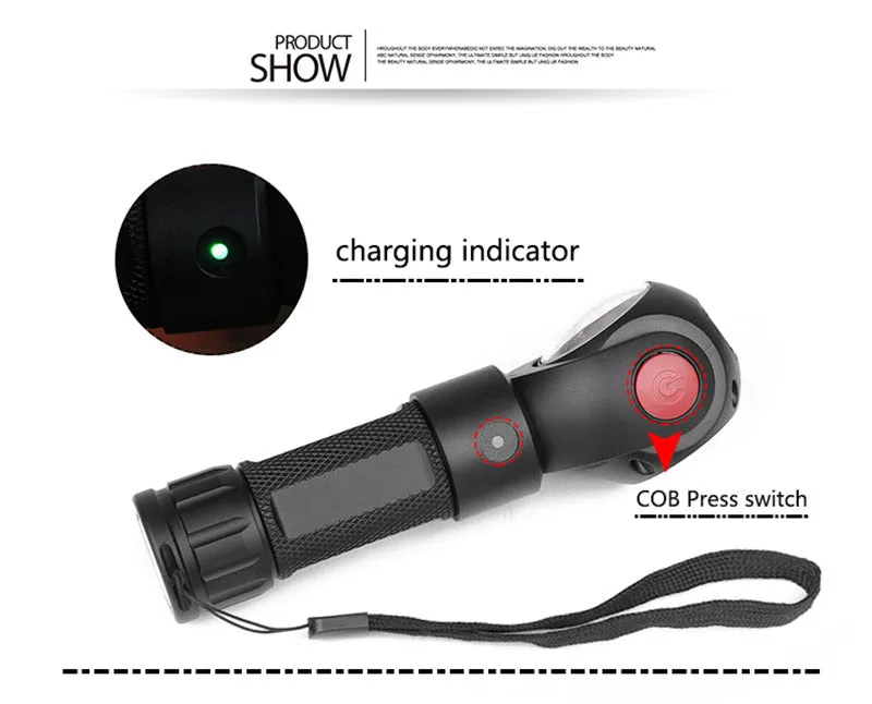 LED Work Flashlight Magnetic Light 9000 Lumen XM-L T6 With Battery