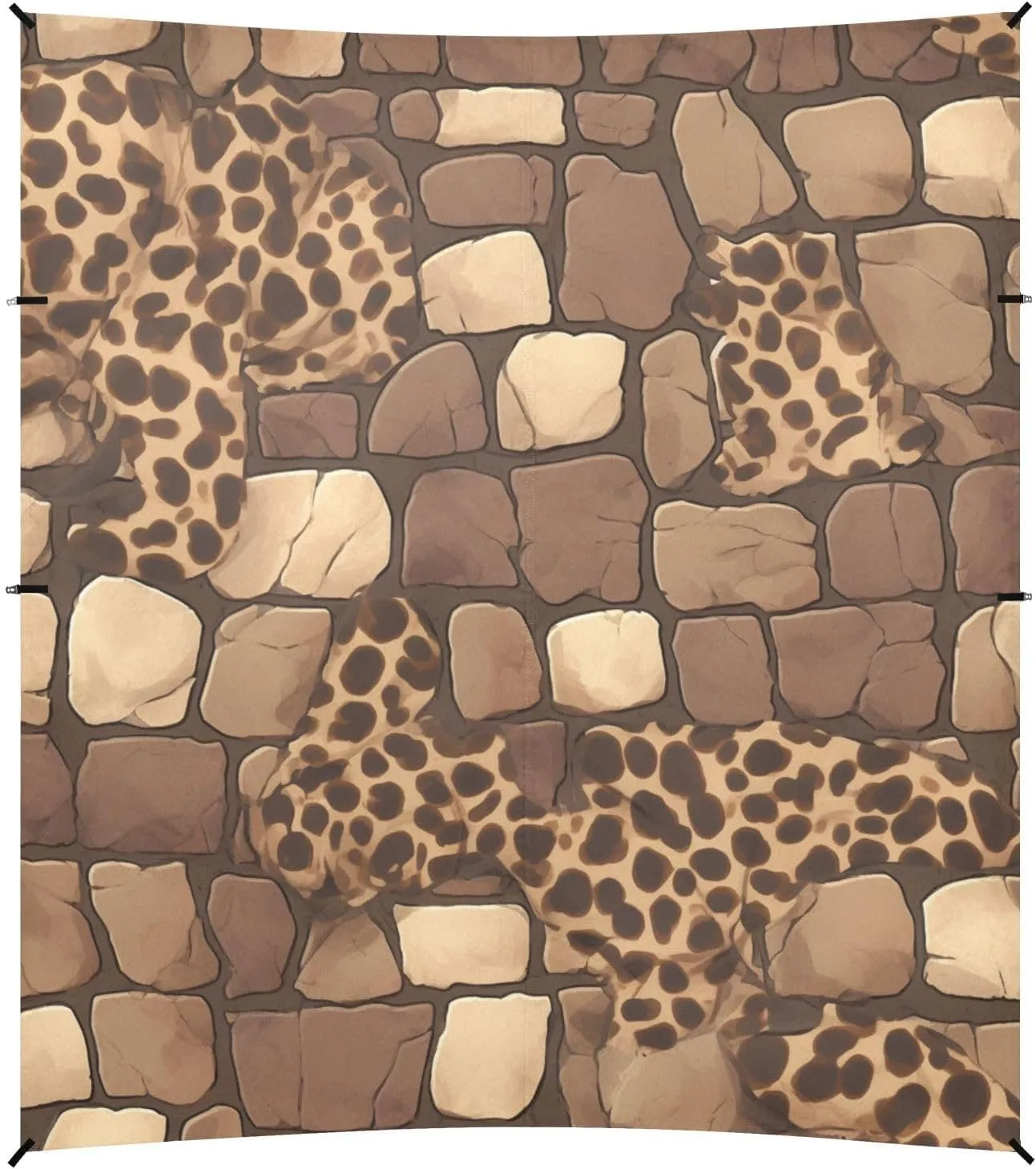 Leopard Skin Print Style FireBrick Foldable Beach Tent UPF50  Waterproof Outdoor Sun Shade with Sturdy Poles, Sandbags and Shovel for Family Trips, Picnics & Camping