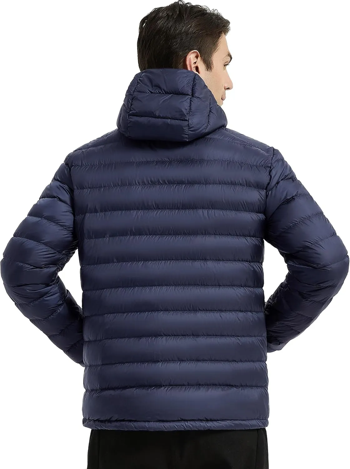 Lesmart Men Down Jacket Puffer Winter Jacket with Hooded Packable Lightweight Windproof Insulated Warm Coat