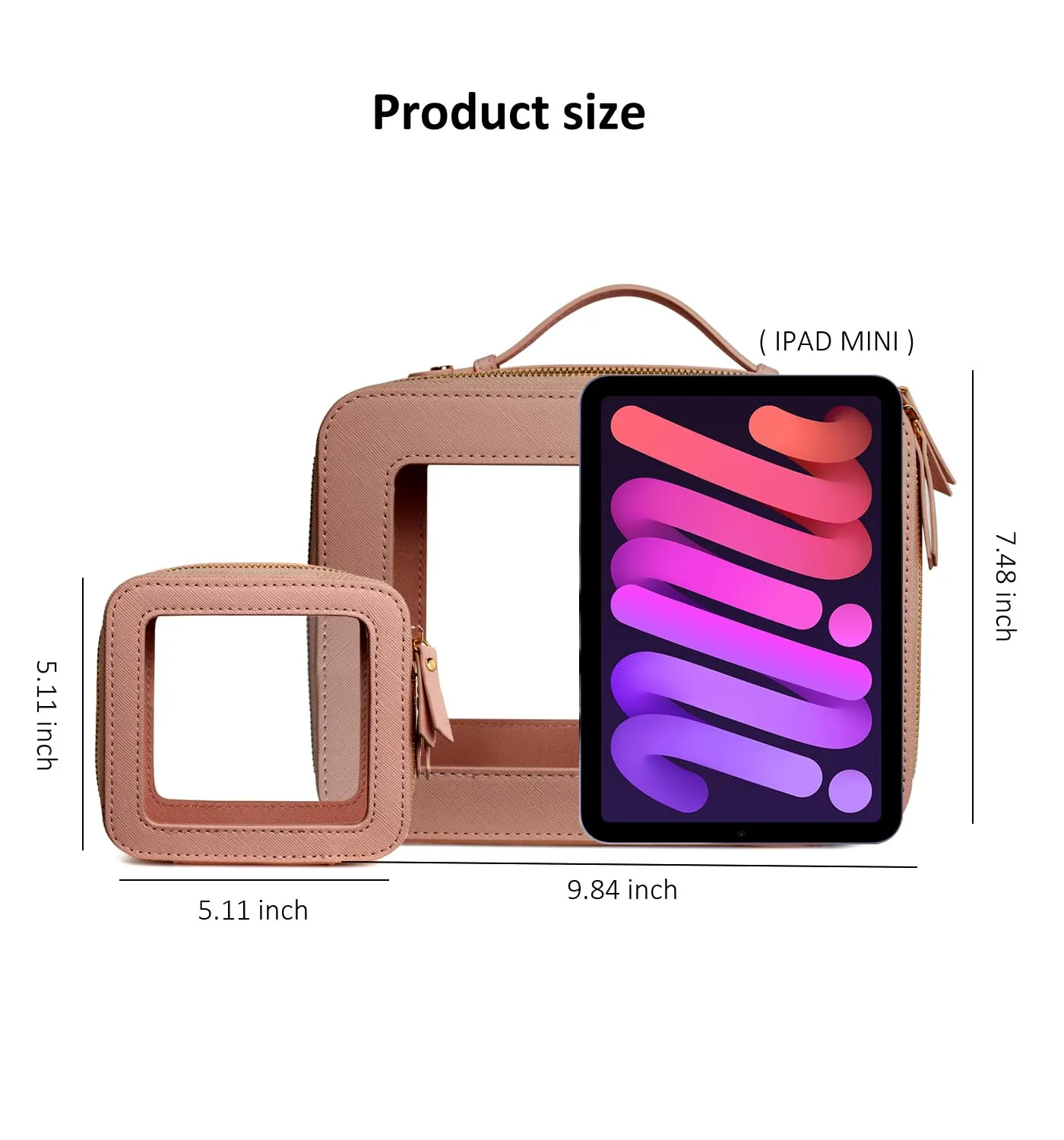 LETGO Clear Makeup Bags Set - TSA Approved Toiletry Bag with Handle Large Opening, Clear Toiletry Bag Pouch for Traveling Travel Car Orangizer Storage Accessories Essentials (Mini Large Dark Skin)