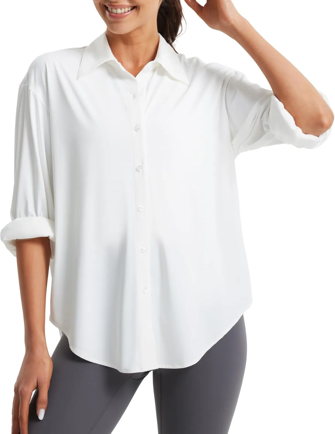 Libin Women's Sun Protection Shirts Long Sleeve UPF50  Button Down Shirt Quick Dry Swim Beach Cover Up for Hiking Safari