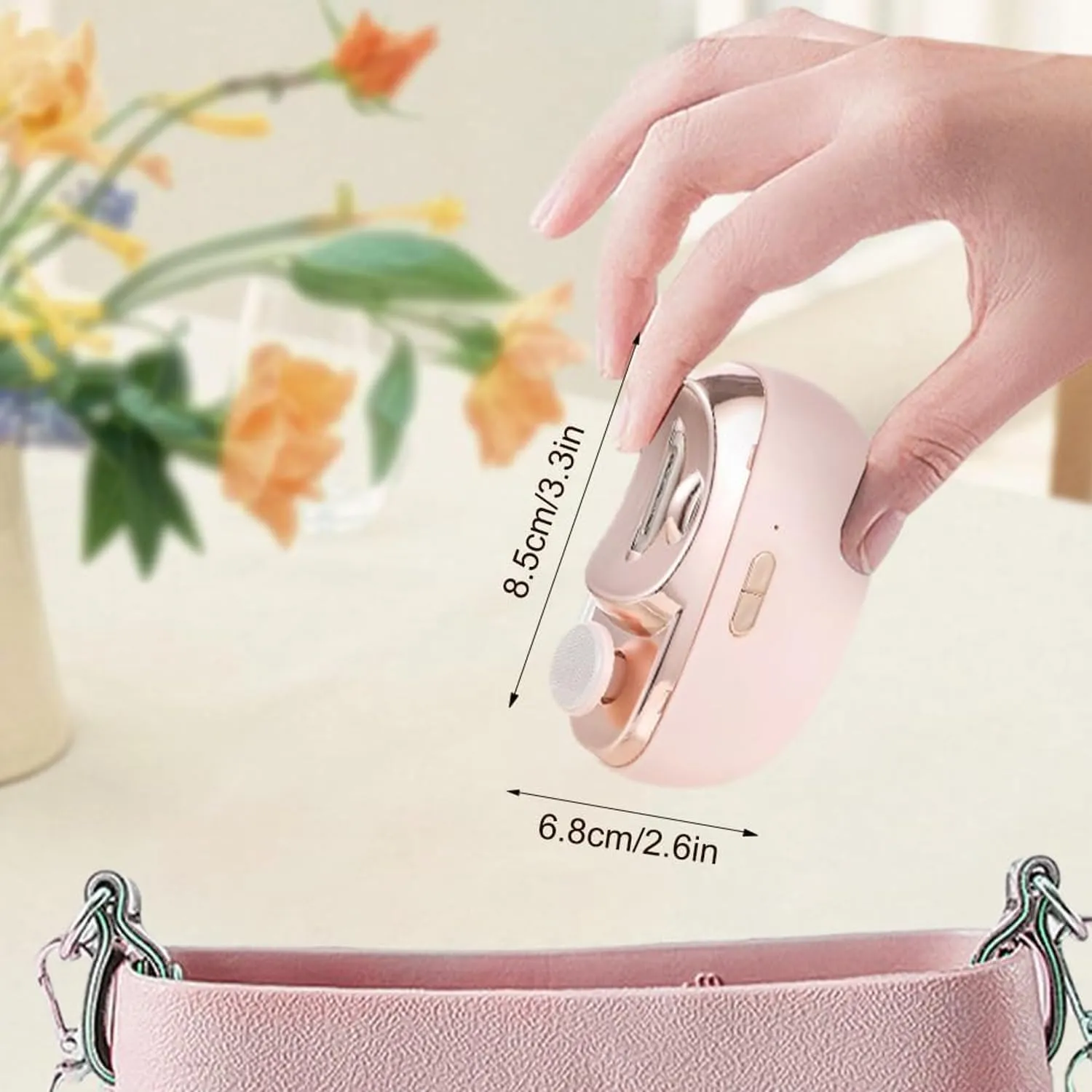 Licaberry Electric Nail Trimmer, 3 in 1 Automatic Electric Nail Clipper with Polishing, USB Rechargeable Electric Nail Trimmer, Electric Nail Clipper with LED Light, for Elderly, Adults (Pink)