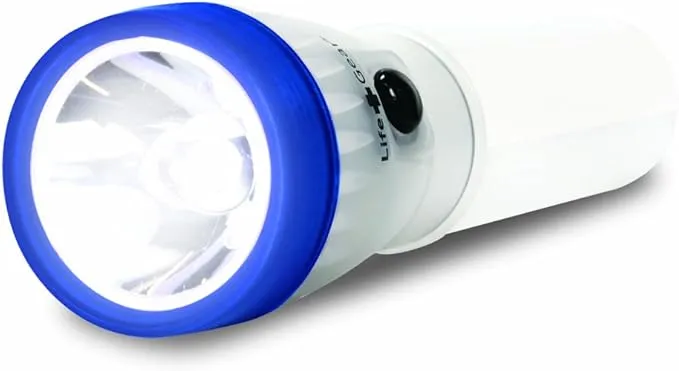 Life Gear LED Flashlight with Glow Handle, Emergency Flasher and Storage Compartment, BLUE