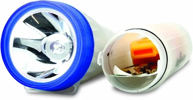 Life Gear LED Flashlight with Glow Handle, Emergency Flasher and Storage Compartment, BLUE