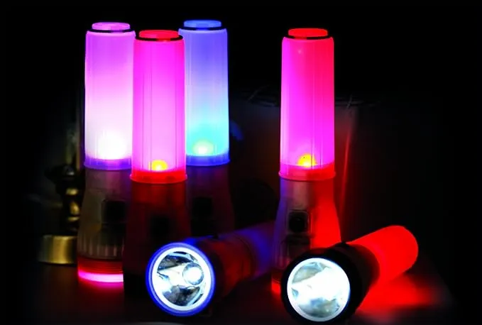 Life Gear LED Flashlight with Glow Handle, Emergency Flasher and Storage Compartment, BLUE