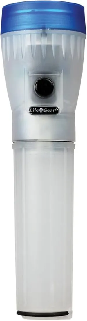 Life Gear LED Flashlight with Glow Handle, Emergency Flasher and Storage Compartment, BLUE