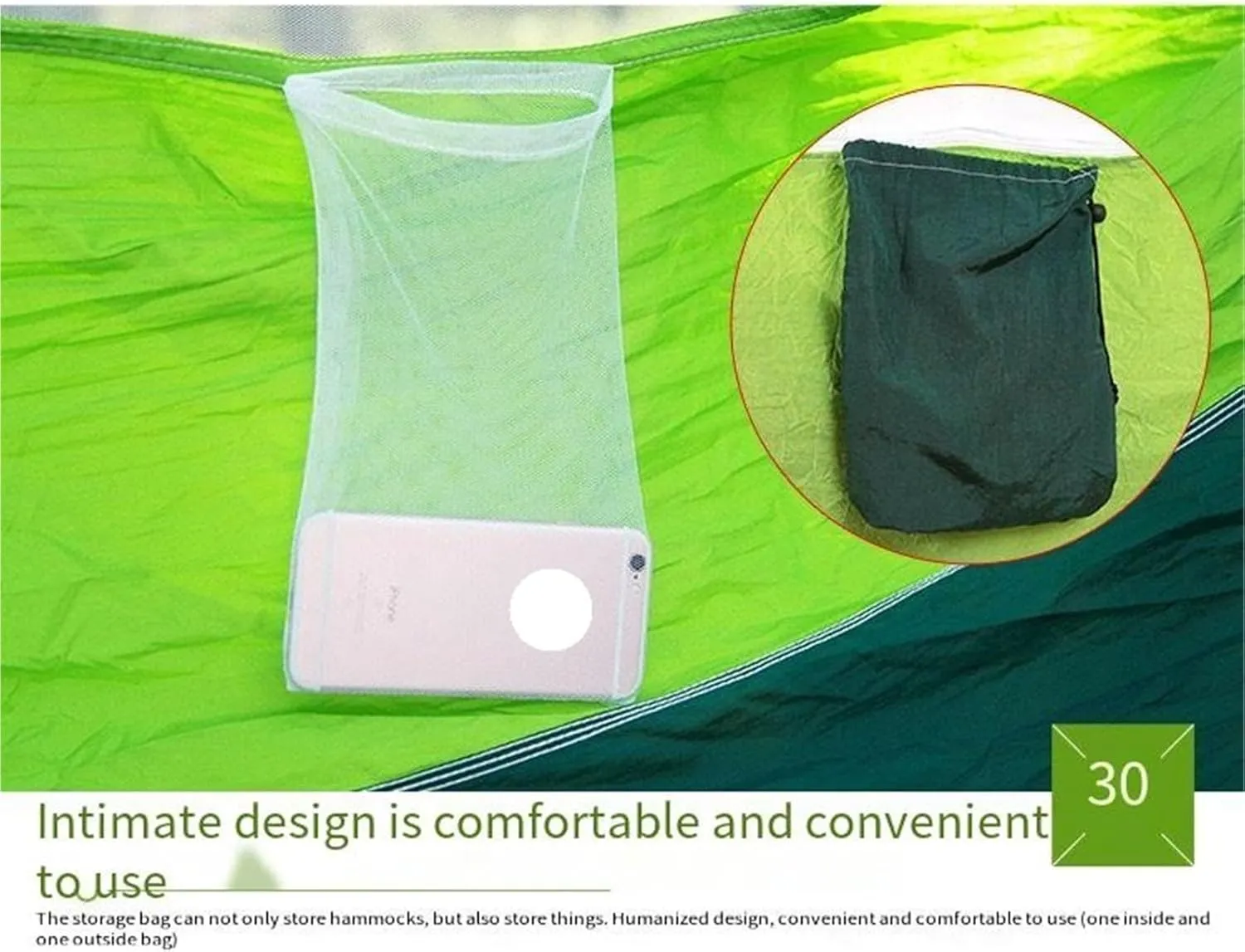 Lightweight Double Camping Hammock with Mosquito Net - Outdoor Portable Nylon Hanging Tent for Two(Grey Blue)