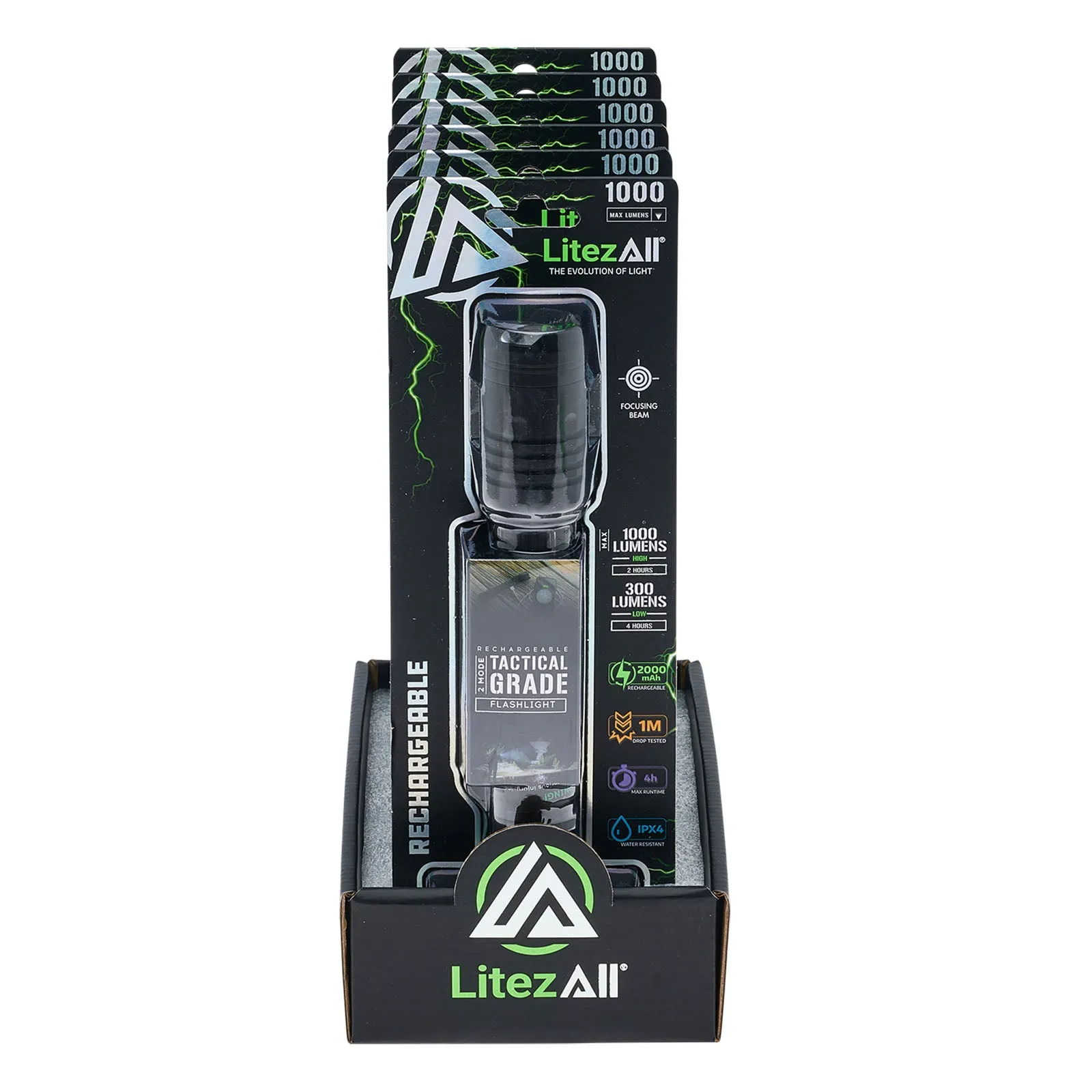 LitezAll 1000 Lumen Rechargeable Tactical Flashlight