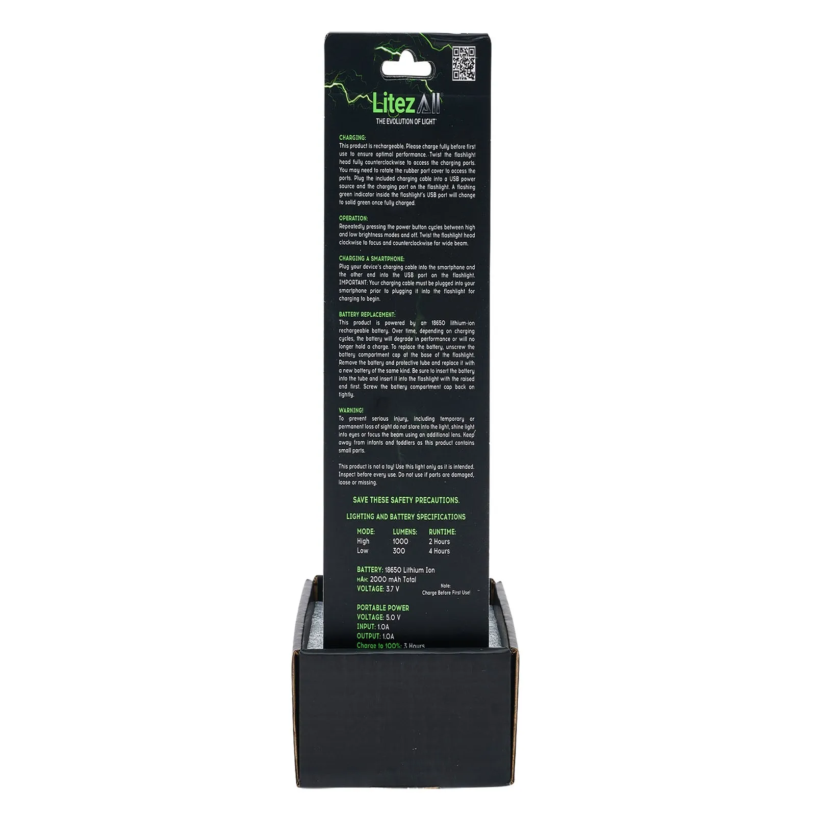 LitezAll 1000 Lumen Rechargeable Tactical Flashlight