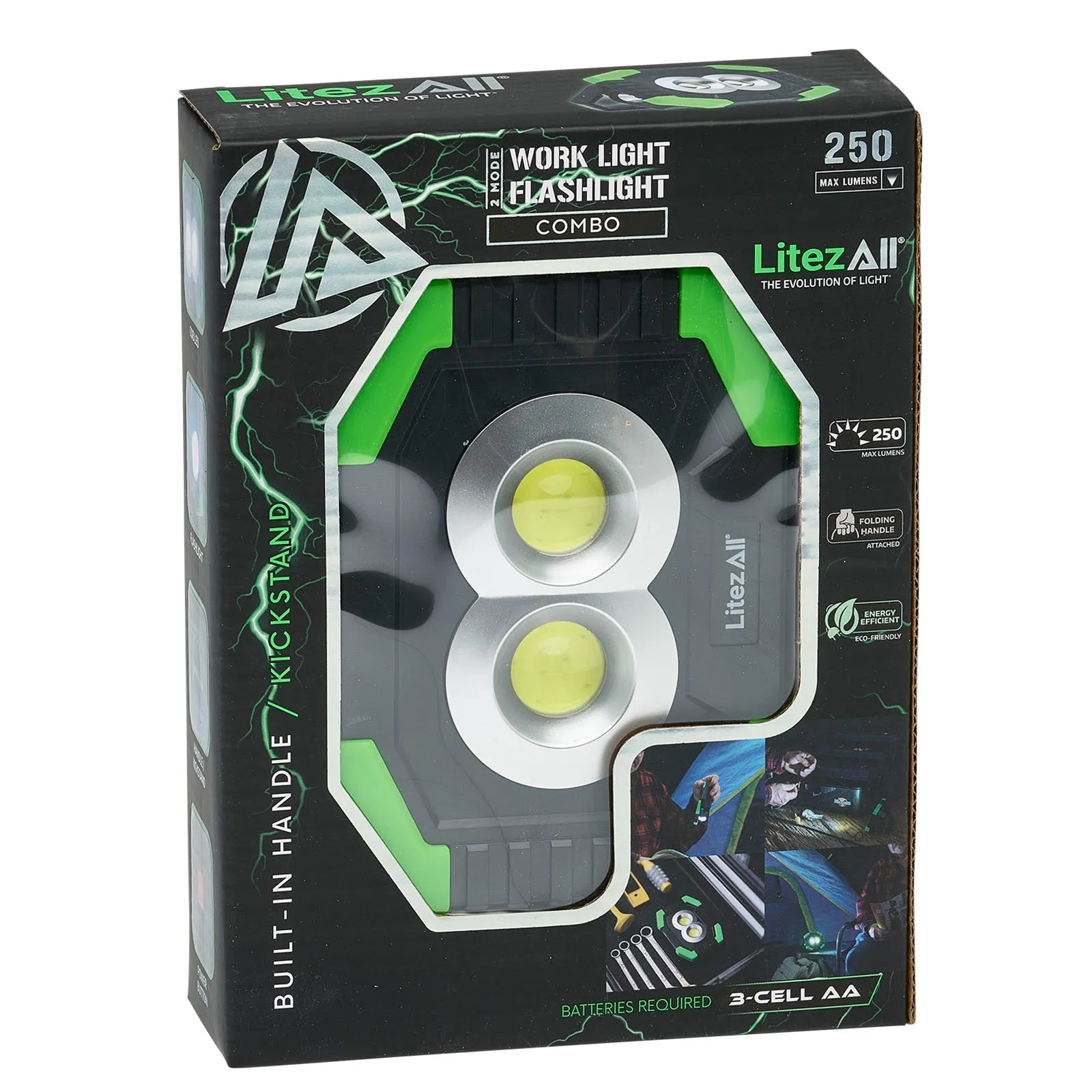 LitezAll 250 Lumen Work Light with Flashlight