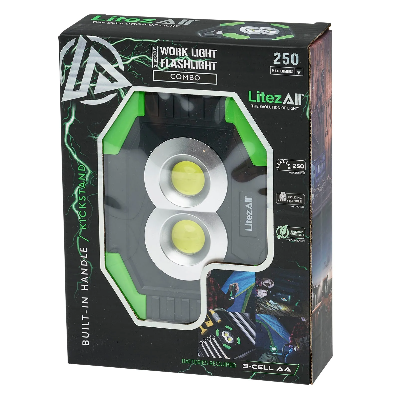 LitezAll 250 Lumen Work Light with Flashlight
