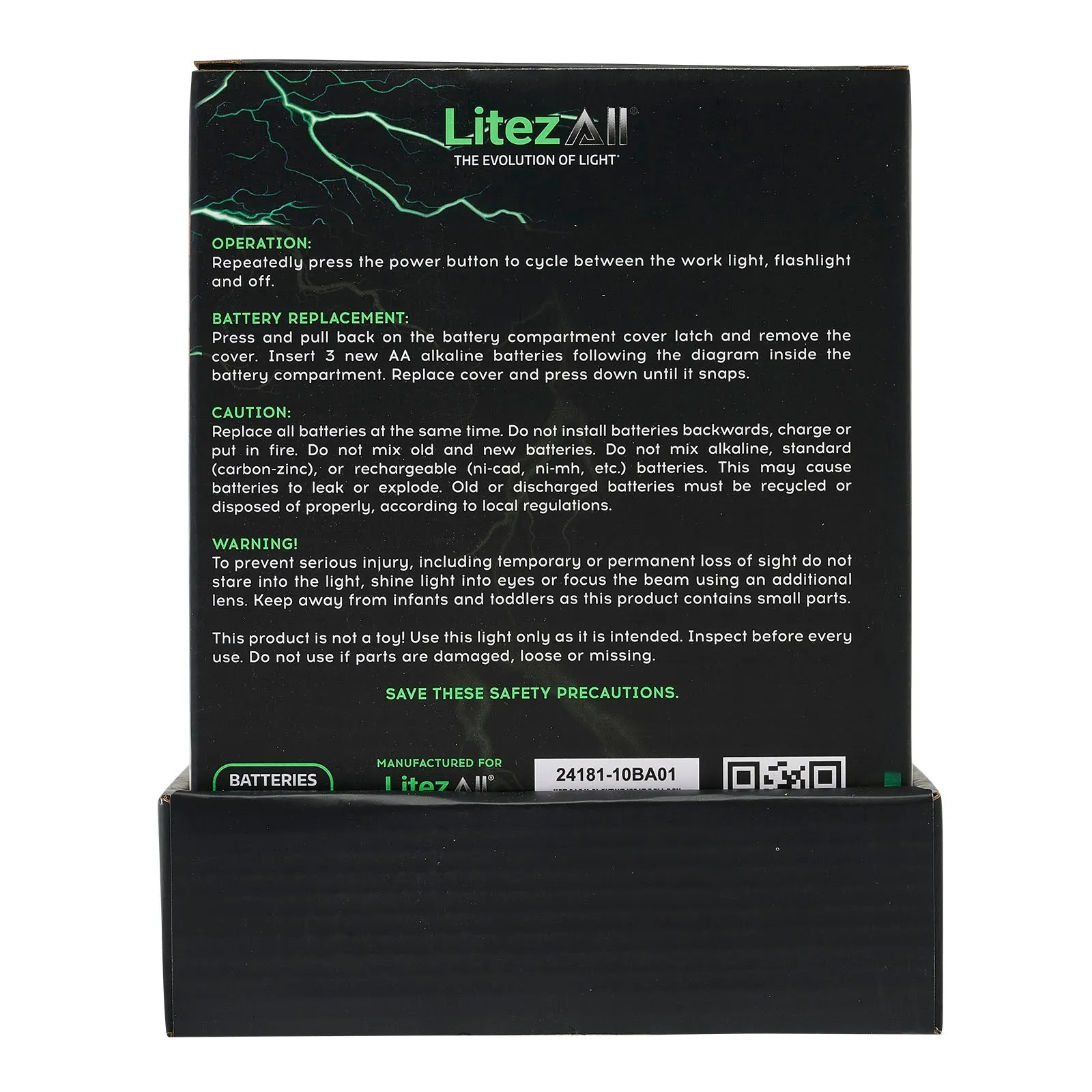 LitezAll 250 Lumen Work Light with Flashlight
