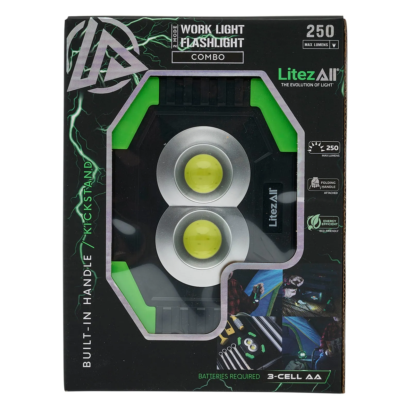 LitezAll 250 Lumen Work Light with Flashlight