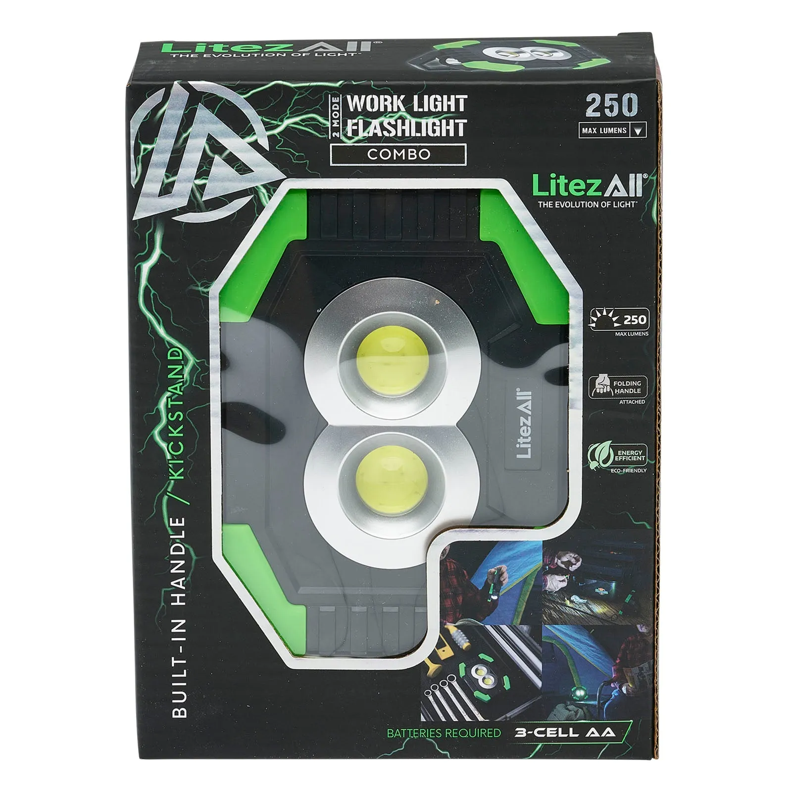 LitezAll 250 Lumen Work Light with Flashlight