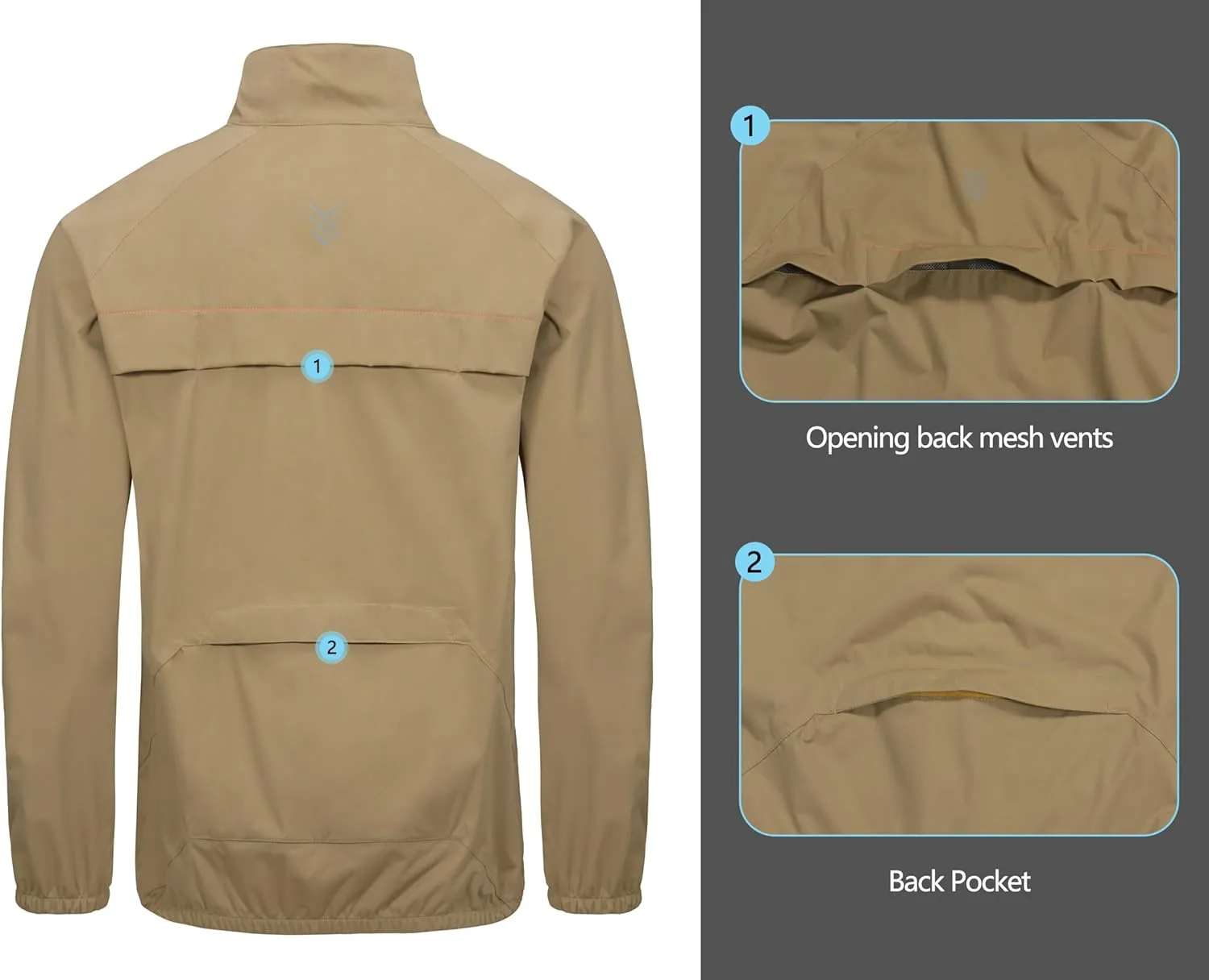 Little Donkey Andy Men's Cycling Jacket, Waterproof Lightweight Windbreaker, Packable